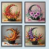 (US Only)4pcs Flower Basket - Diamond Painting - Partial Special Shaped Drill (Canvas|30*30cm)