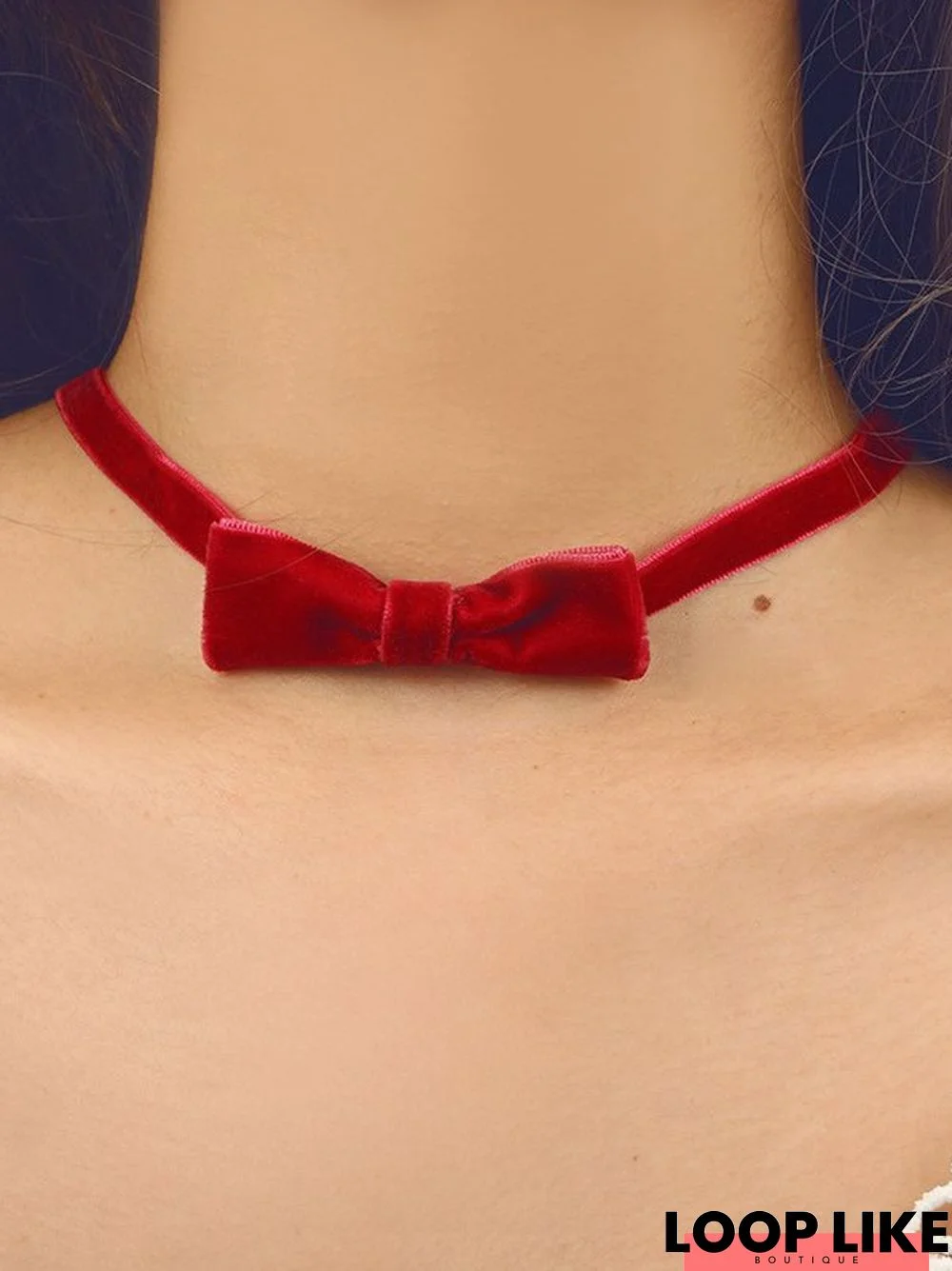 Red Velvet Bow Necklace Christmas New Year Valentine's Day Jewelry Gifts For Her