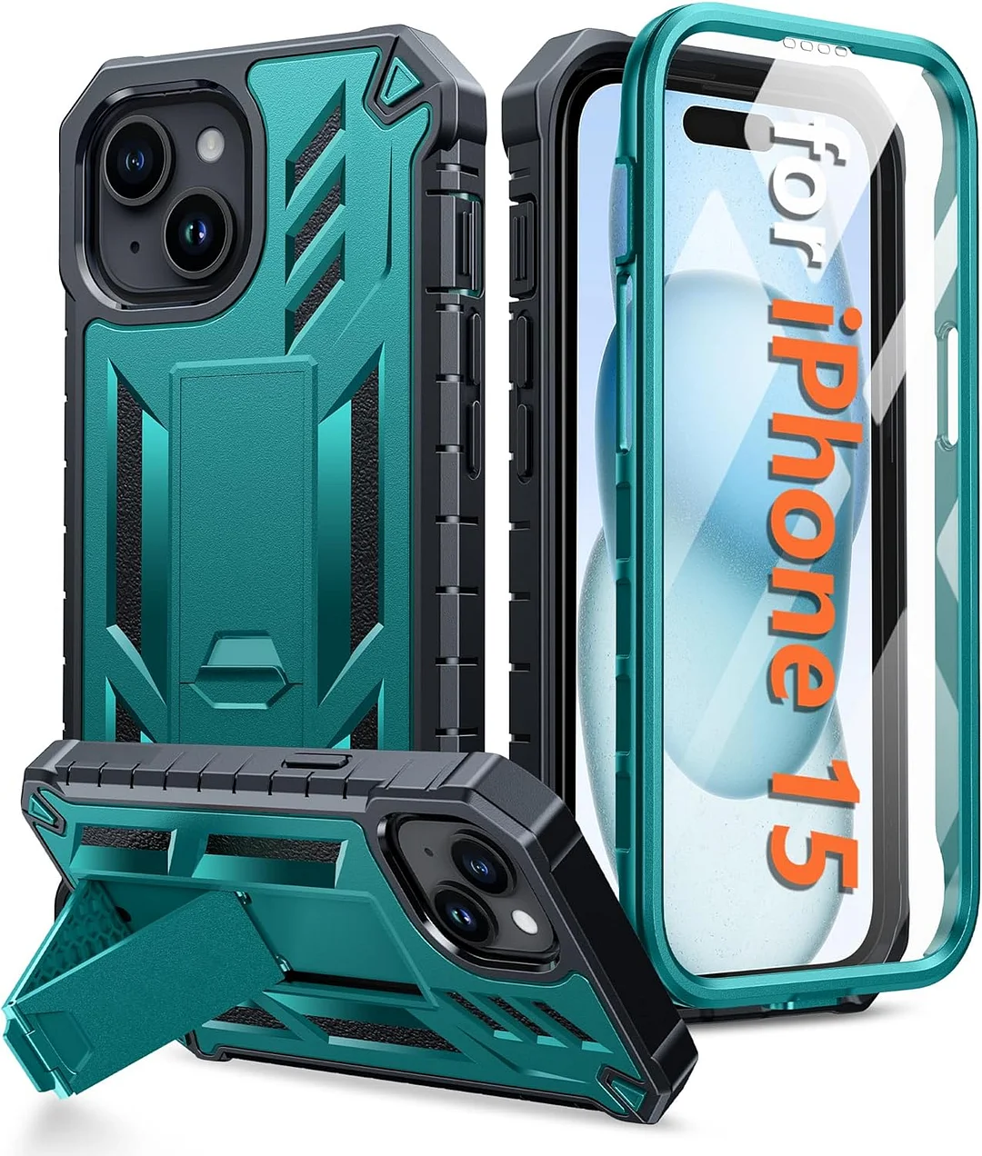  ProCaseMall iPhone 15 Phone Case Military Grade Shockproof Full Protection Hard Phonecase with Kickstand Green ProCaseMall