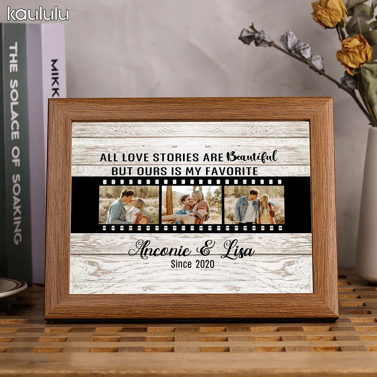 Personalized Couple Name Wooden Frame Custom Photo And Date Anniversary Gift For Couple