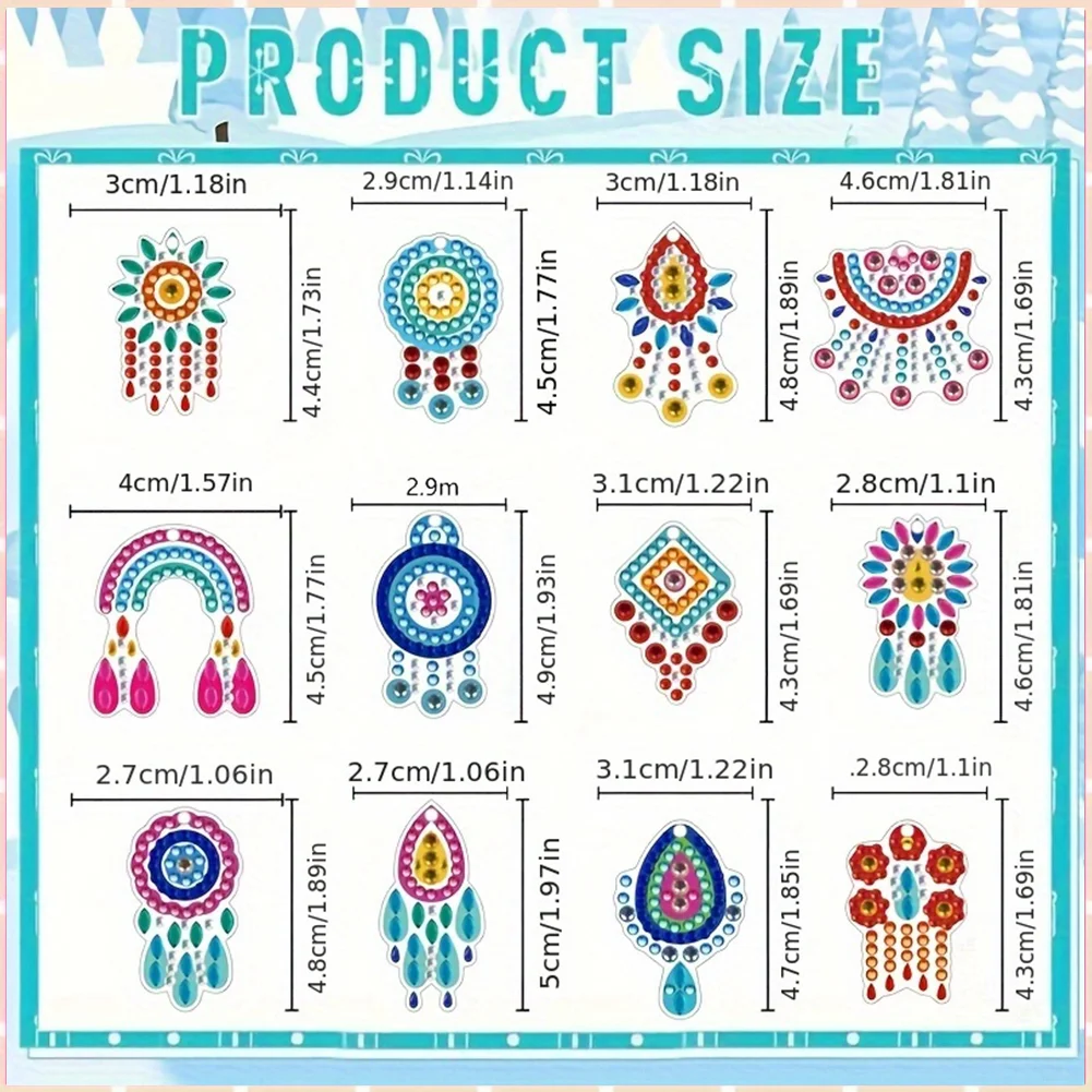 12 Pairs Diamond Painting Earrings DIY Diamond Art Earrings for Adults (B)