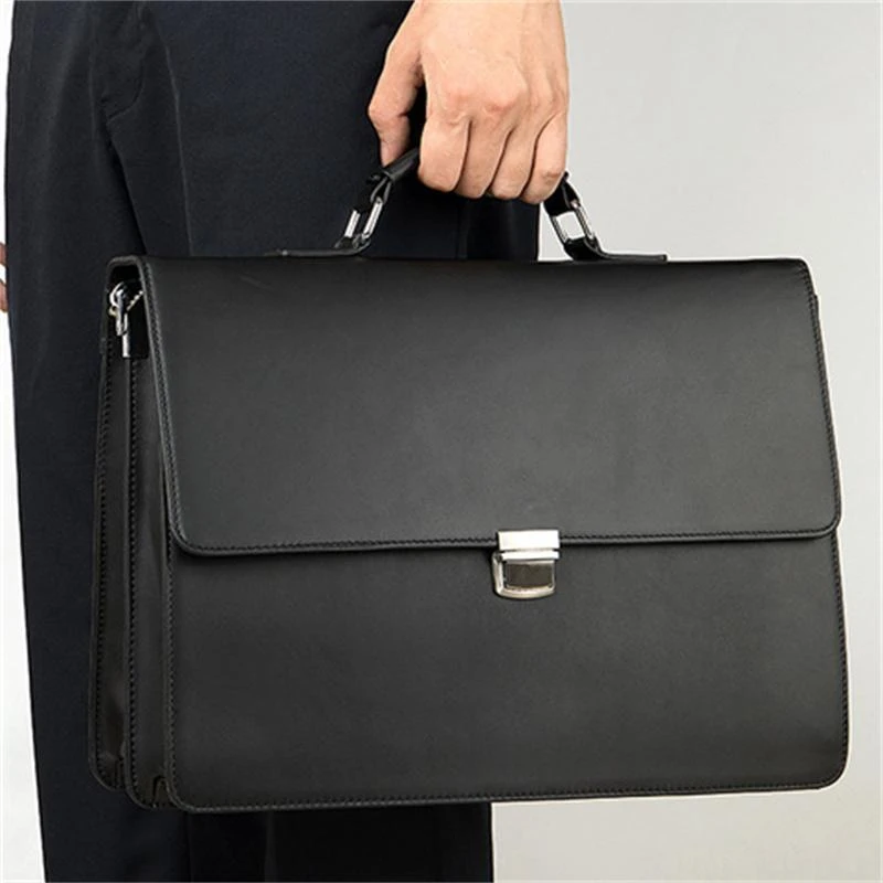 Business Portable Briefcase Retro Leather Large Capacity Waterproof Crossbody Bag