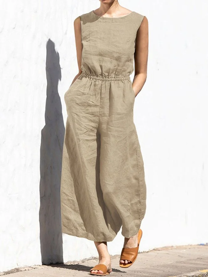 Casual Loose Solid Color Jumpsuit-mysite