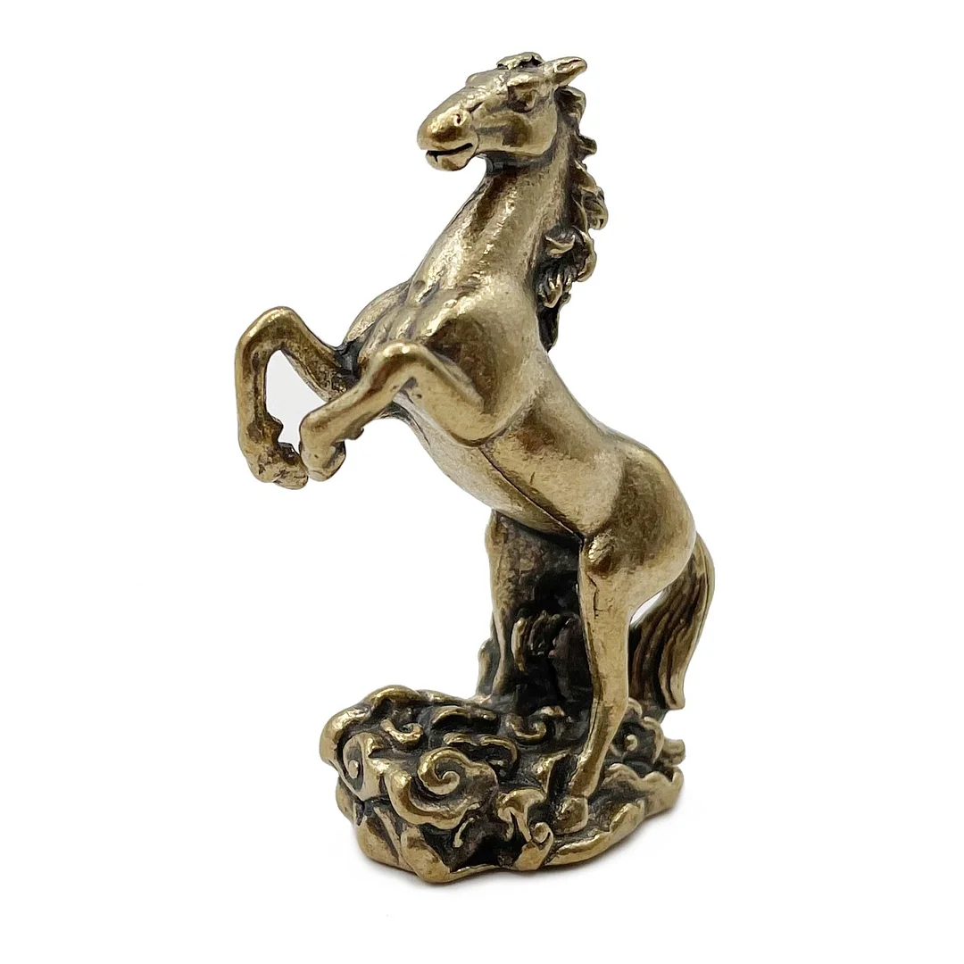 Copper Running Horse Sculpture Ornaments Retro Brass Animal Feng Shui Small Statue Office Desk Home Decorations Figurines