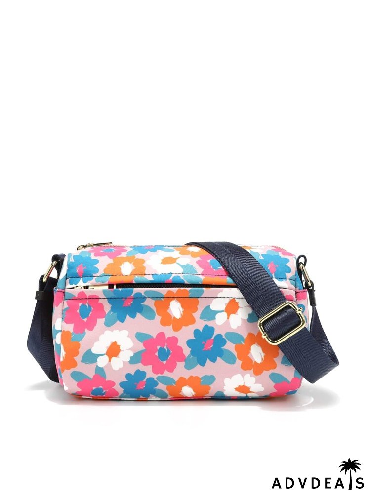 Colorblock Floral Graphic Square Bag