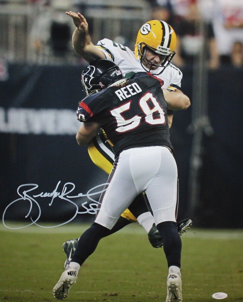 Brooks Reed Autographed 16x20 Aaron Rodgers Hit Photo Poster painting- JSA W Authenticated