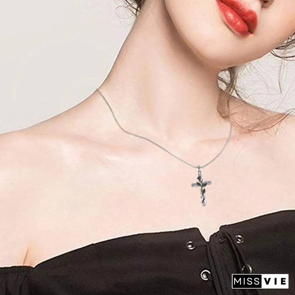 Colors Natural Flower Plant Cross Pendant Chain Necklace Jewelry Gift for Women