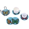 6pcs/set Diamond Painting Butterfly Coaster Round Cup Cushion Home Decor