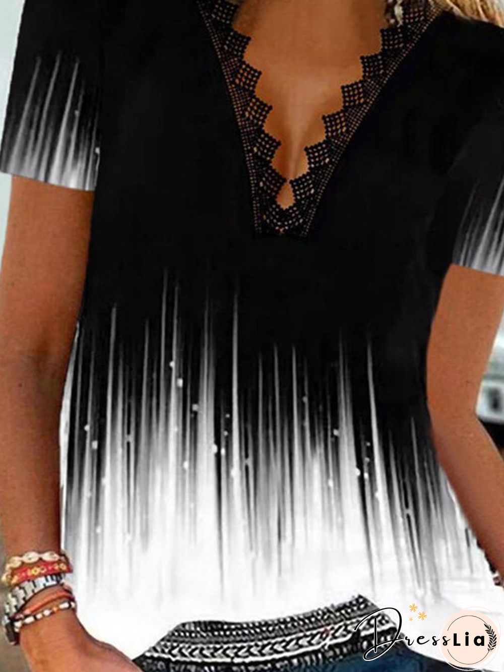 Casual Plus Size Printed Short Sleeve T-Shirt