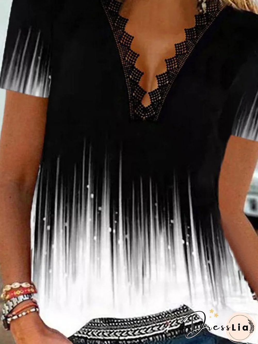 Casual Plus Size Printed Short Sleeve T-Shirt