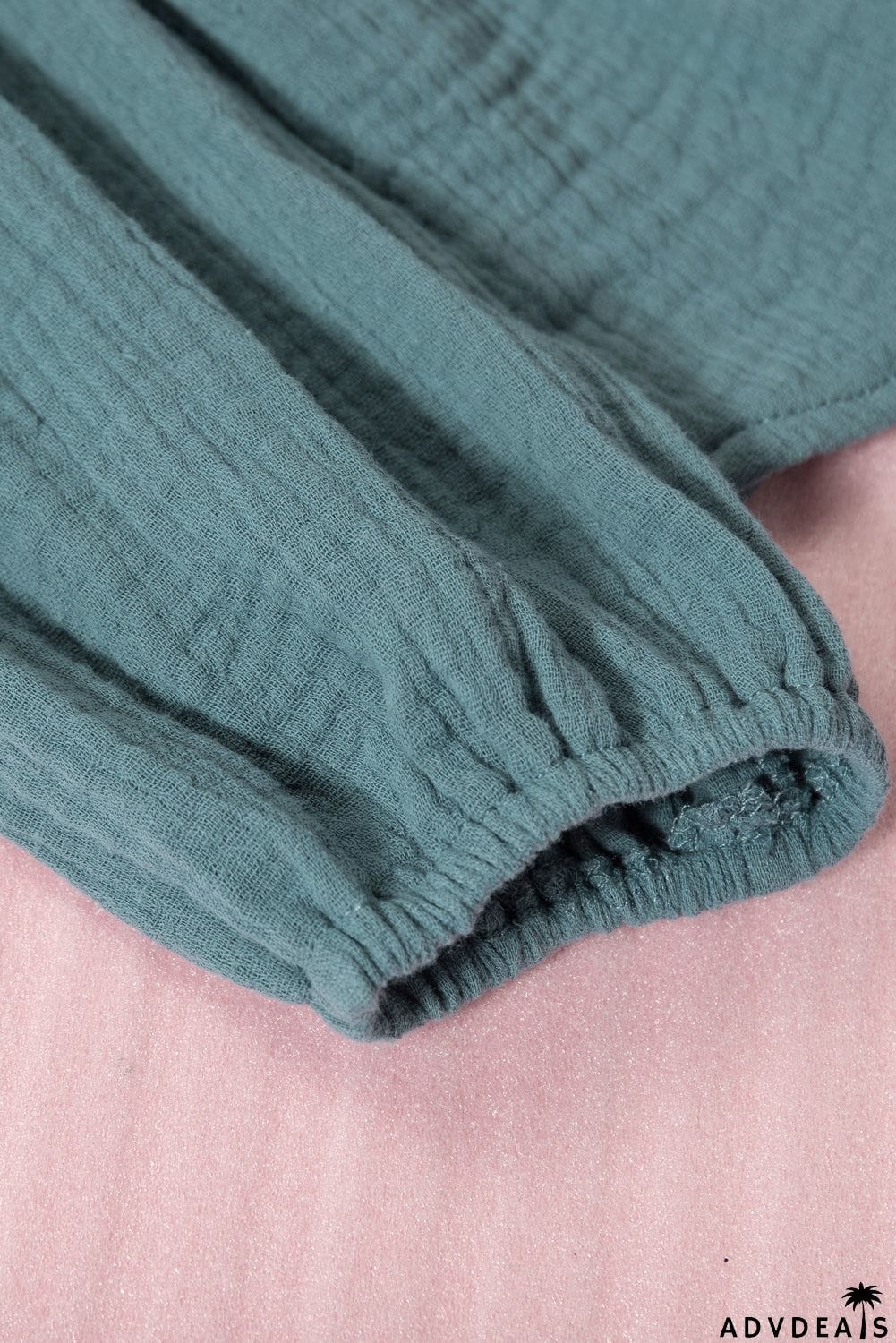 Casual Balloon Sleeve Crinkled Top