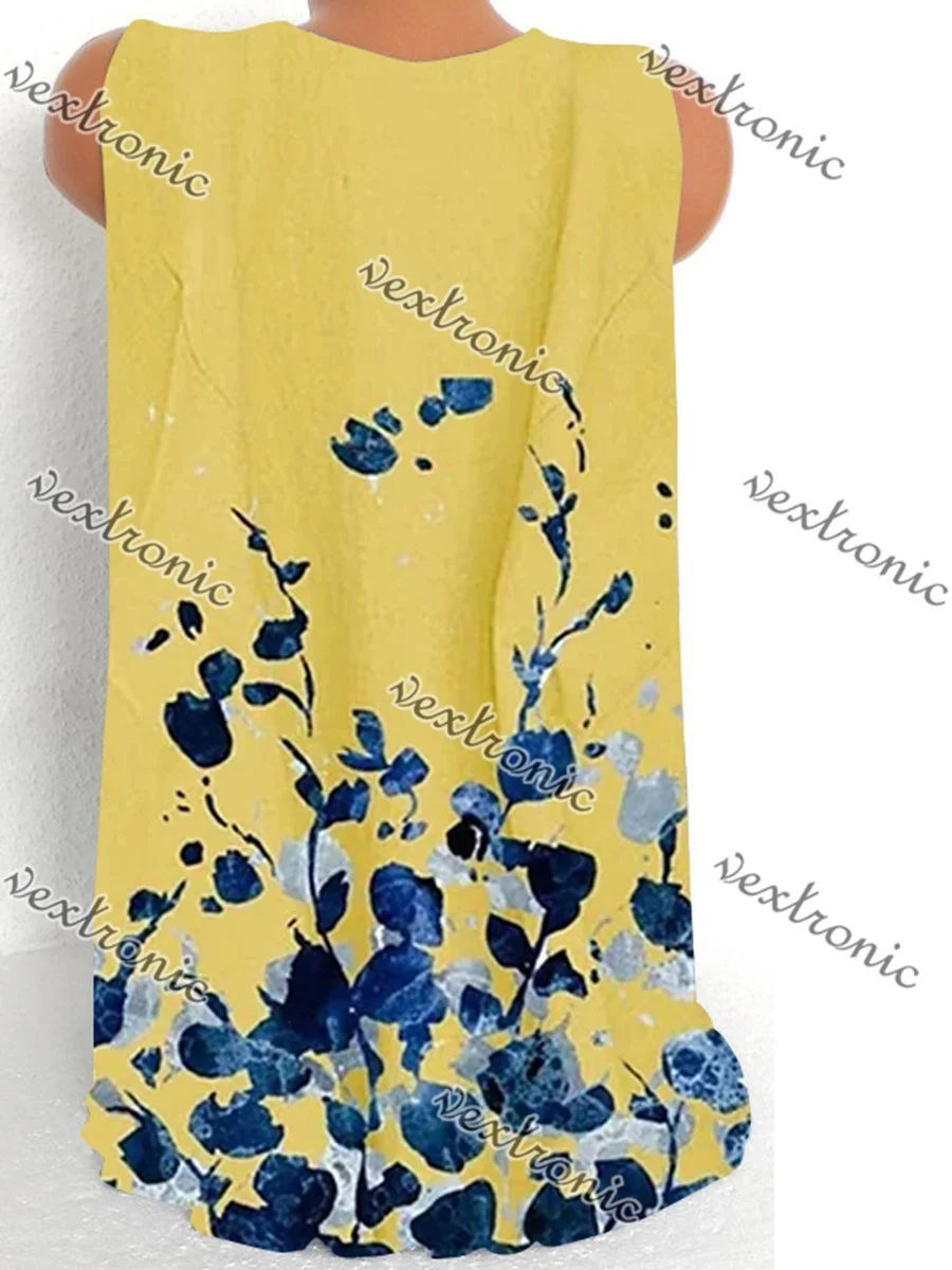 Women Half Sleeve V-neck Solid Color Dress