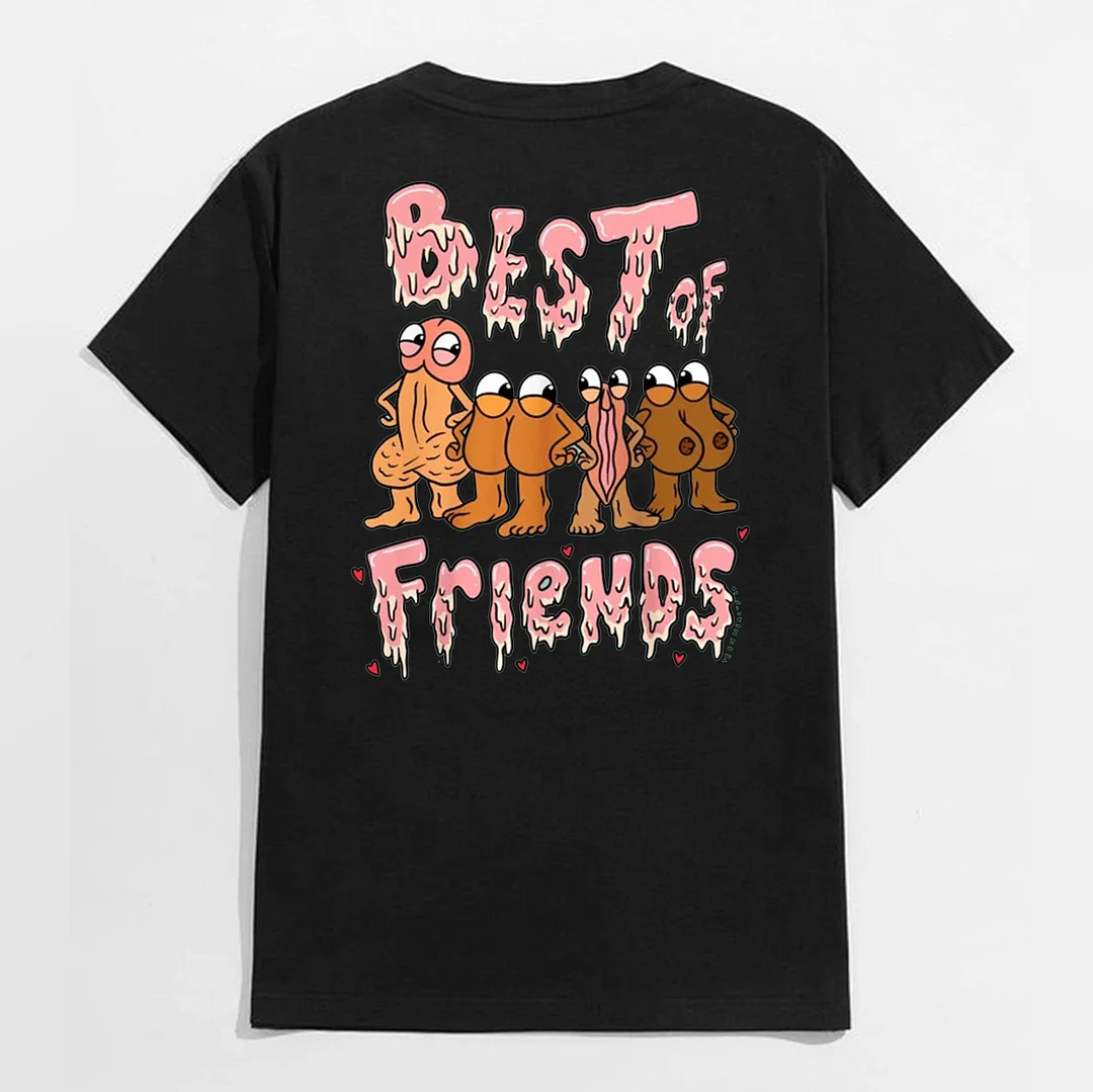 BEST OF FRIENDS Frogs Black Print T-shirt