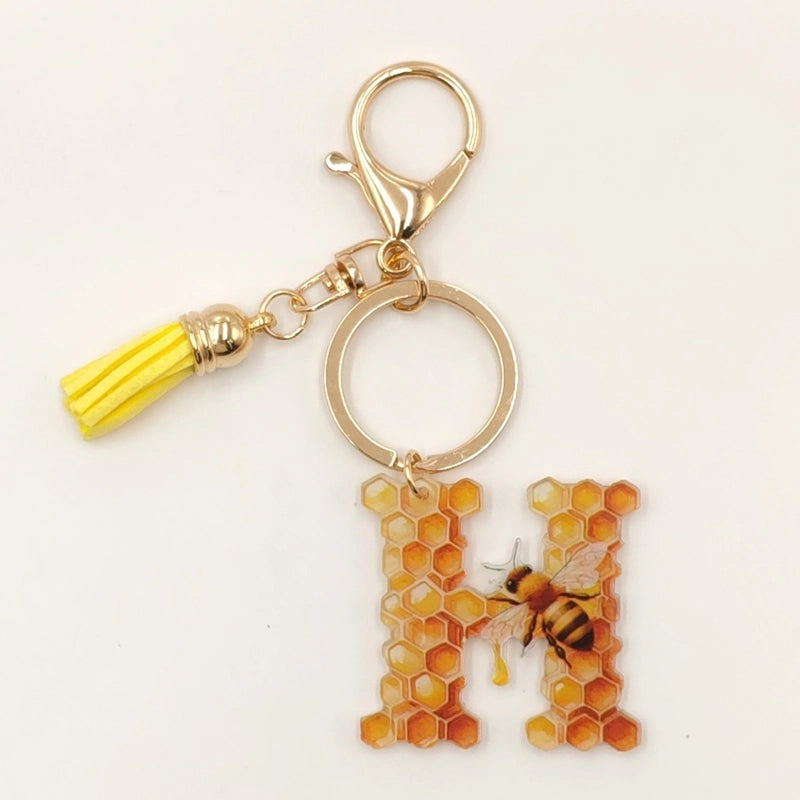 Classic Style Commute Letter Bee Arylic Unisex Bag Pendant Keychain