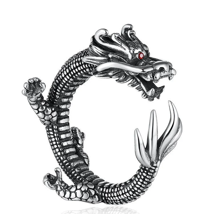 Sterling Silver Cubic Dragon Coil Ring