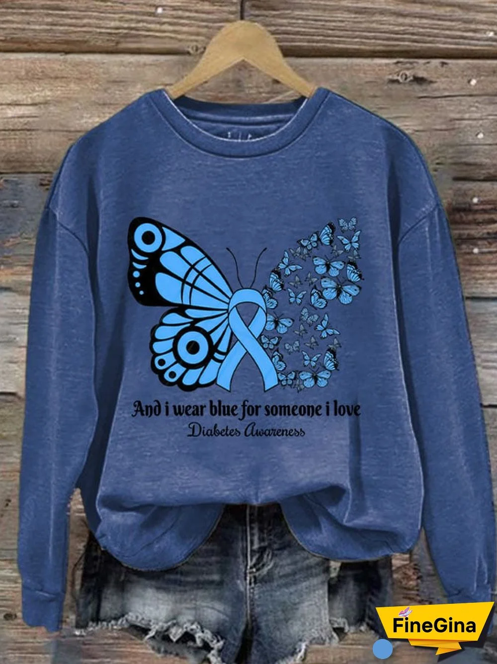 Diabetes Ladies Printed Long Sleeve Sweatshirt