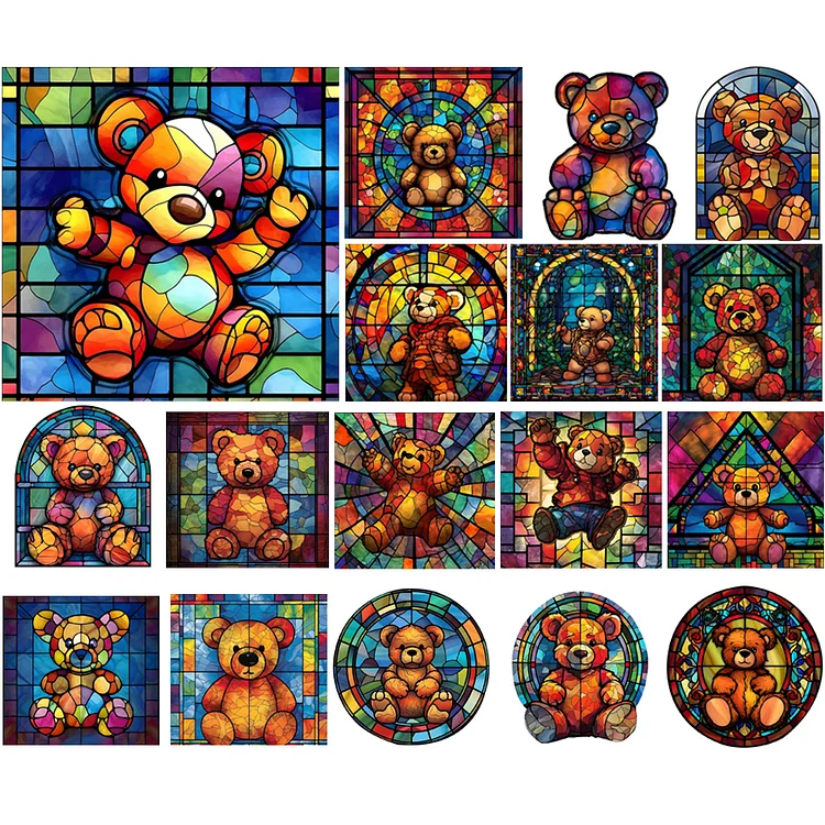 Office, Beauty The Beast Stained Glass Diy 5d Full Round Drill Diamond  Painting