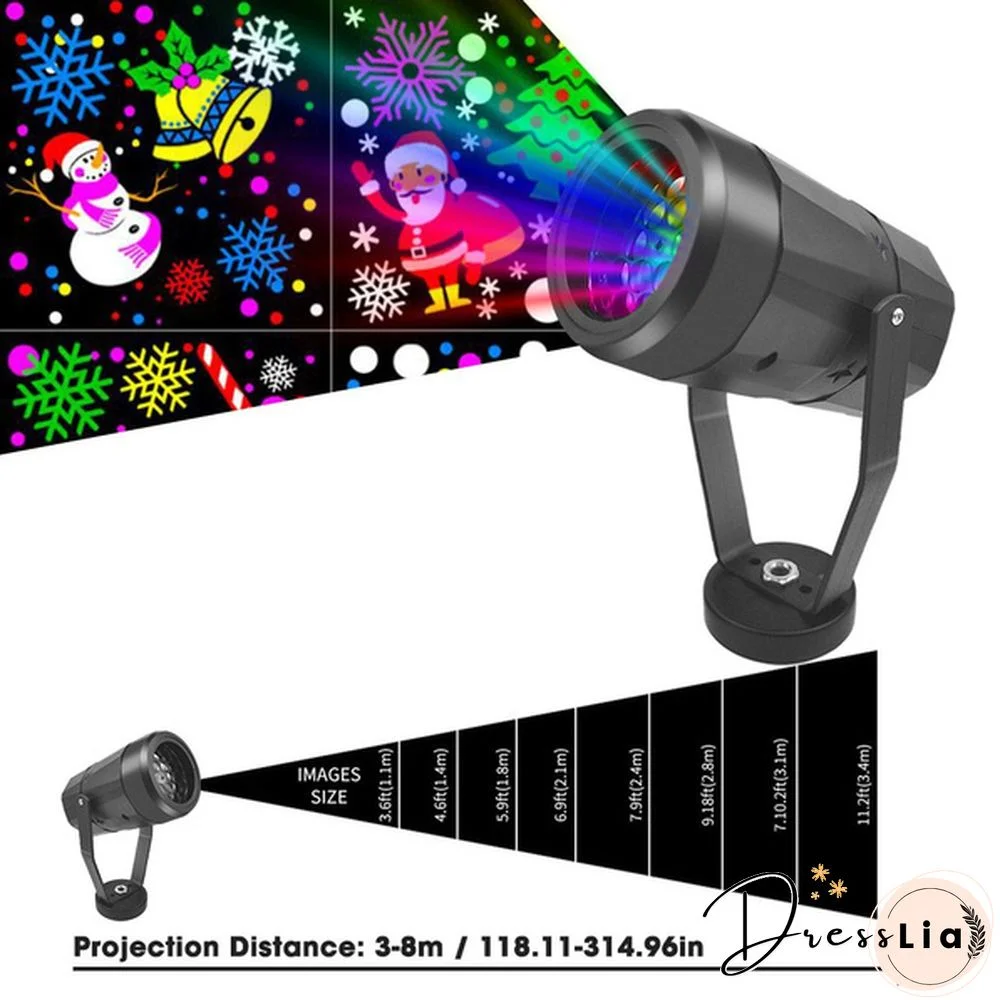 17 Patterns Outdoor Indoor Christmas Projector Lights Holiday Decorations Led Projection lamp Waterproof Xmas Decor snowflake laser light Snow Light Halloween Christmas Party Garden Decor