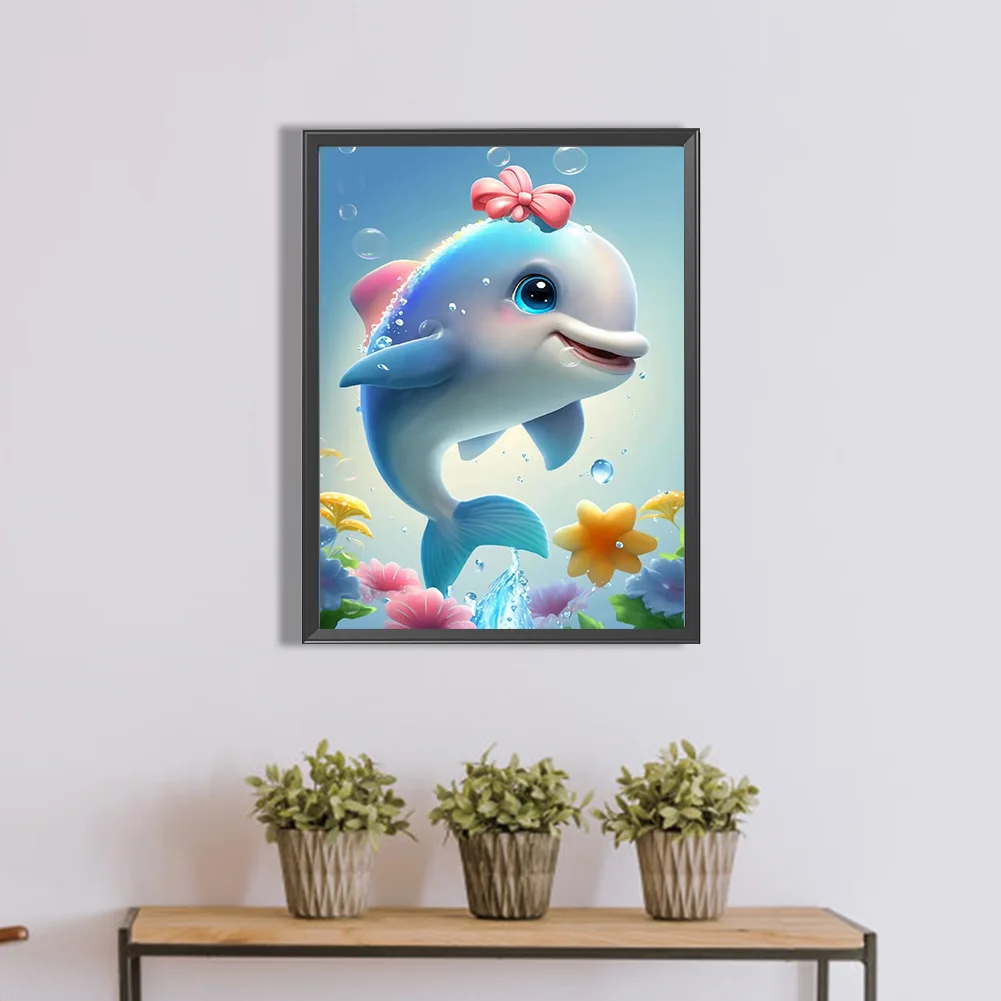 Full Round Diamond Painting 30*40cm - Beautiful Dolphin