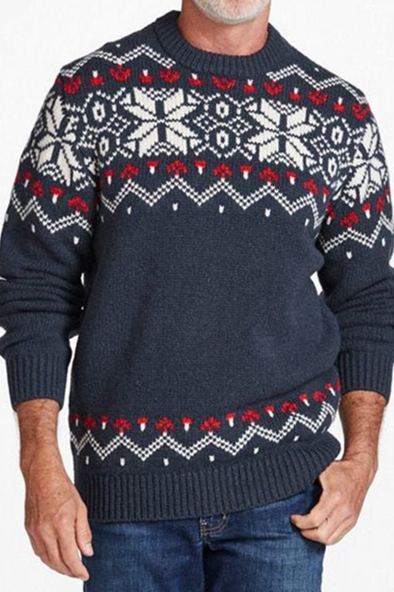 Uniqshe Men's New Round Neck Long Sleeve Knitted Sweater