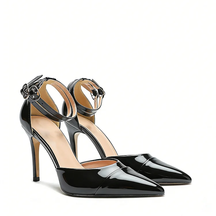 90mm Women&rsquo;s High Heels Double Ankle Strap Pointed Toe Heel Dress Wedding Party Pumps Default-Sole Pumps VOCOSI VOCOSI