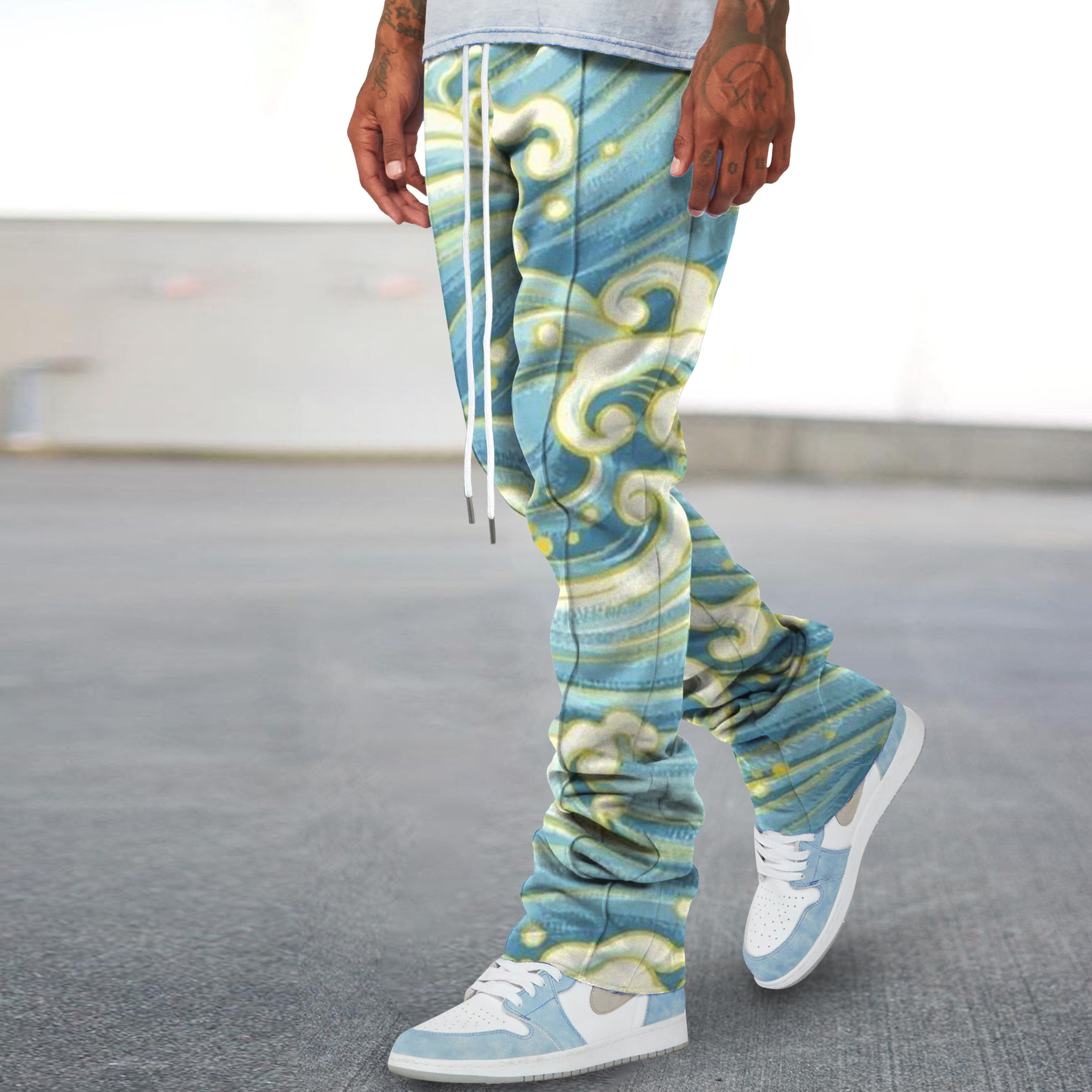 Trendy brand printed casual trousers