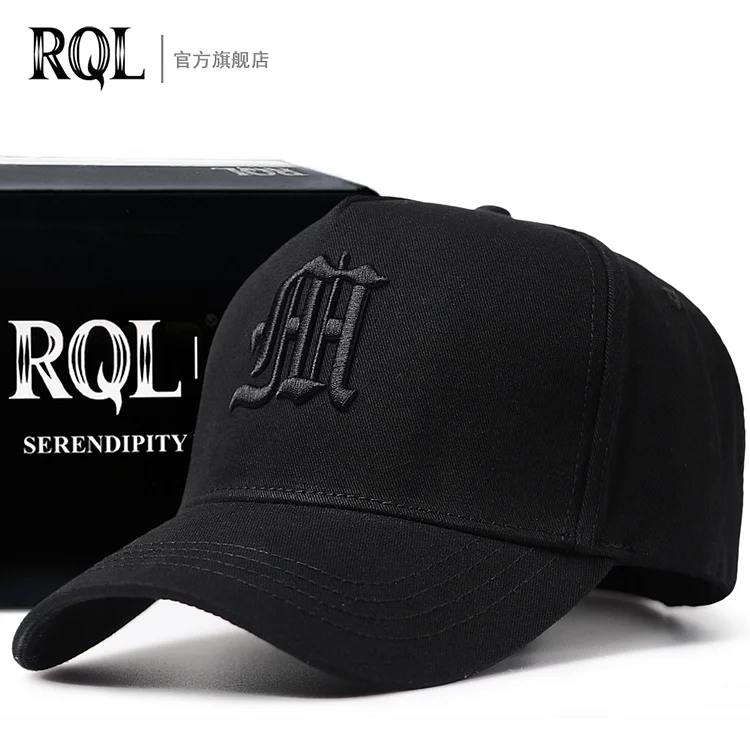 RQL Big Head Baseball Cap for Men High Profile Embroidery Winter Sports Trucker Hat Breathable CottonDesign Snapback