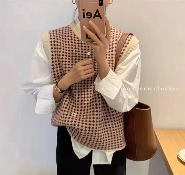 Uveng Uveng And Autumn 2024 New Chiffon Sleeve Temperament Splicing Knitted Sweater Loose Sexy Lanky Sleeve Top Woman