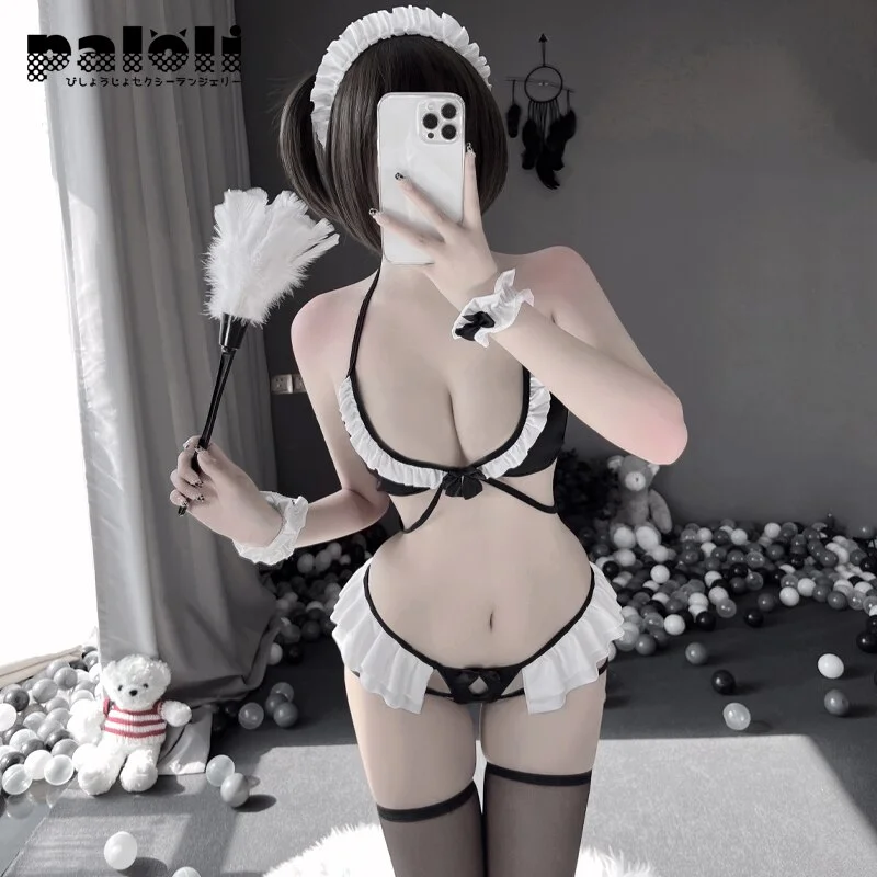 Billionm Paloli Sexy Lingerie Maid Uniform Role Play Costumes Party Stage Three Point Nightwear Kawaii Temptation Woman Bra Thong Set NEW