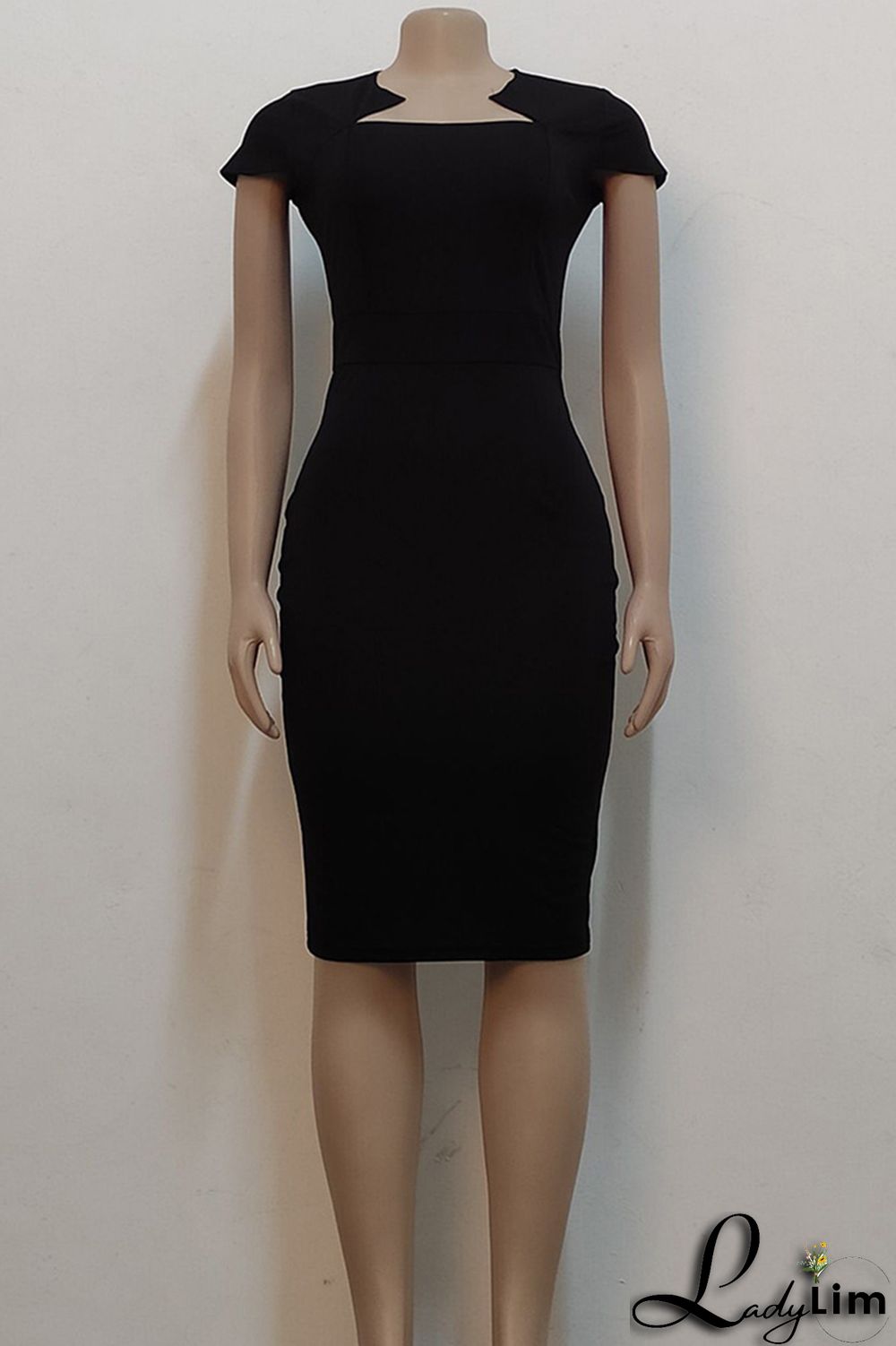 Blue Fashion Casual Solid Basic Short Sleeve Dress