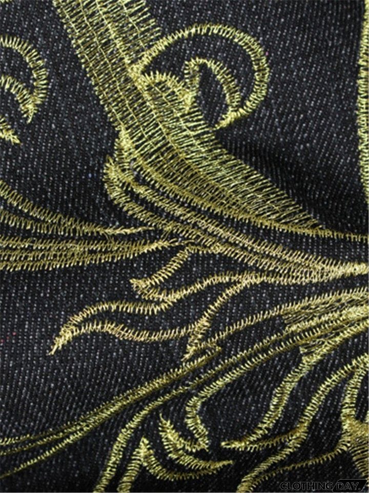 Trendy Street Style Loose Embroidered Comfy Cropped Pants For Men