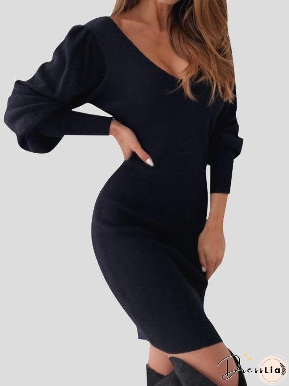 Open Back Cutout V-neck Dress