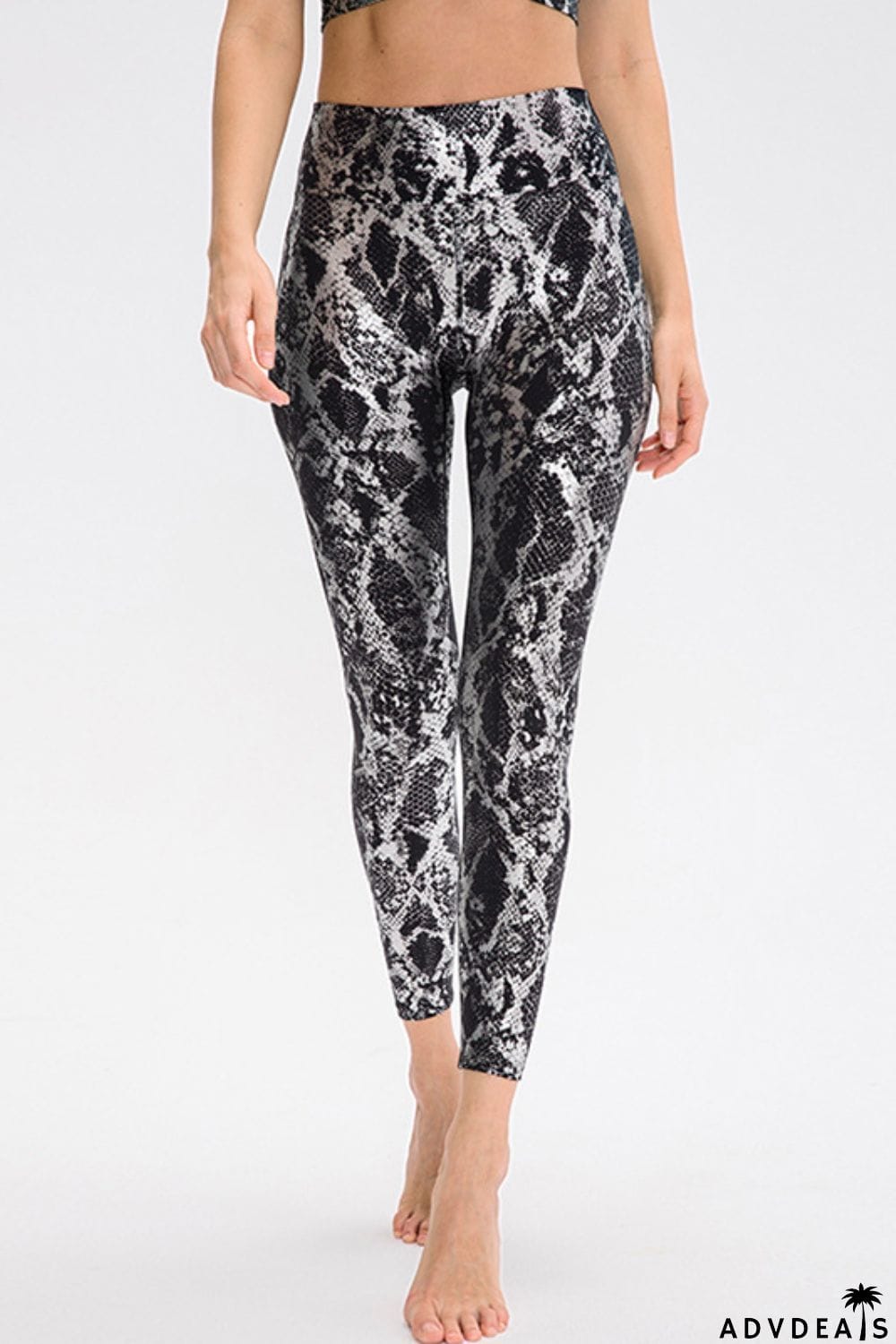 Animal Print Slim Fit Wide Waistband Long Sports Pants