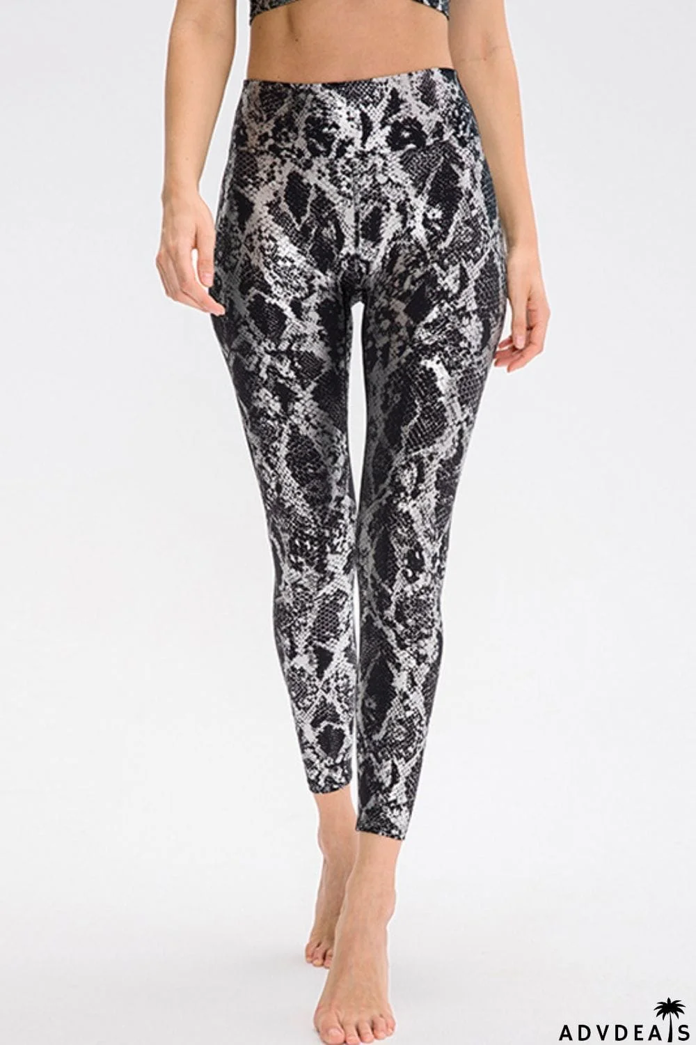 Animal Print Slim Fit Wide Waistband Long Sports Pants