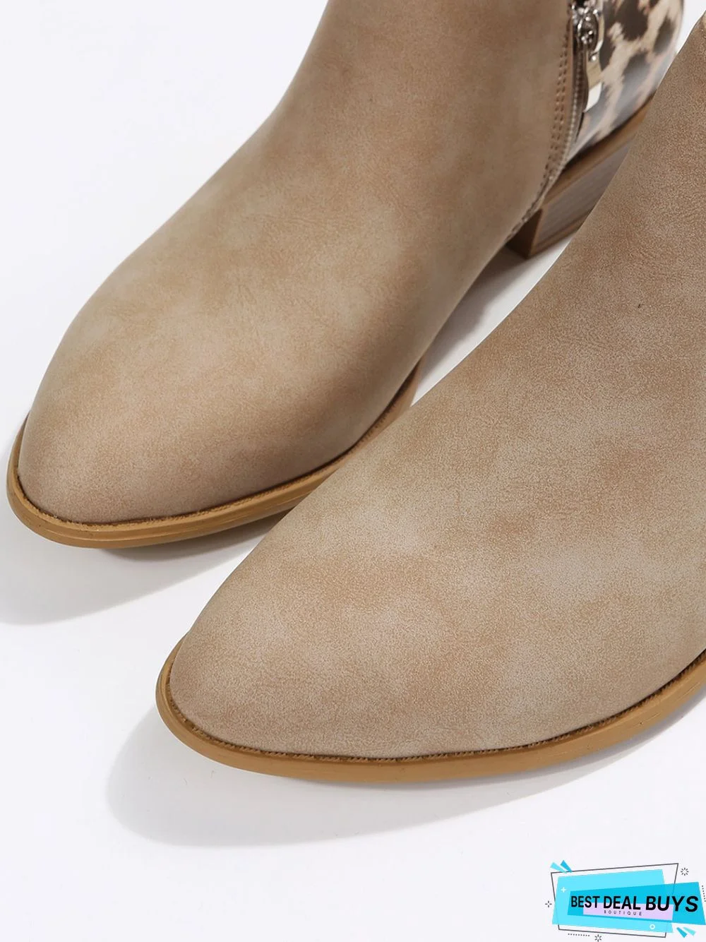 Leopard Khaki Casual Ankle Boots