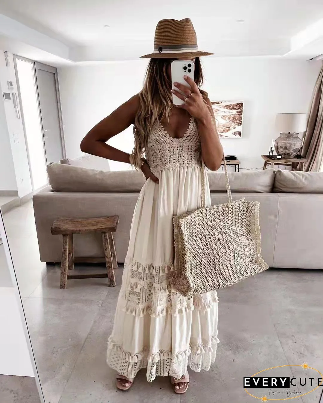 Womens Sexy Lace Linen Slip Dress