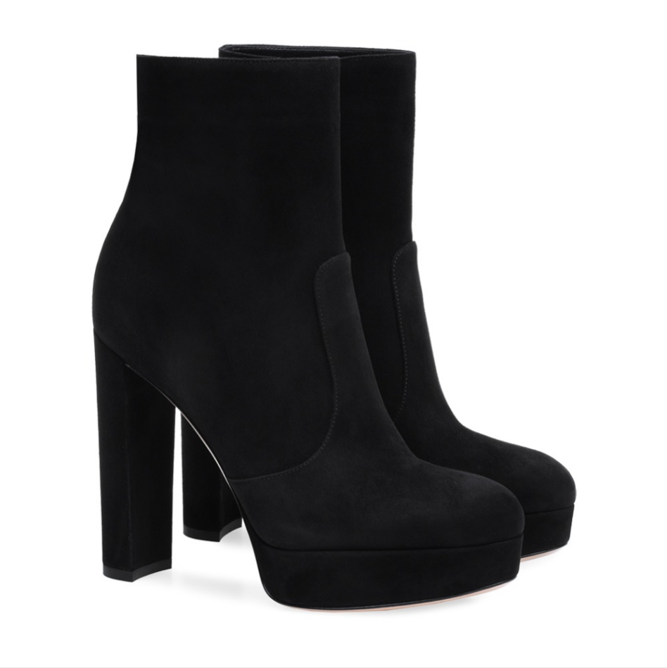 GOOSHOE Custom Black Chunky Heel Ankle Boots