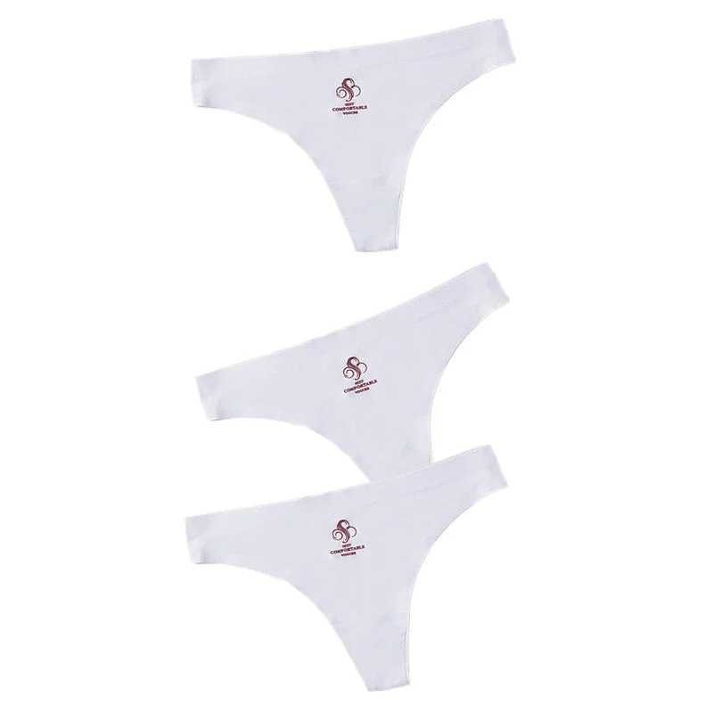 3pcs Women Thongs & G Strings Sexy Low-Rise Seamless Panties Ultra Thin Solid Thong Woman Invisible Plus Size Underwear Lingerie