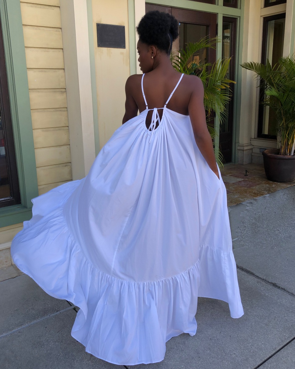 Sleeveless Ruched Ruffle Hem Bandage Oversized Beach Loose Long Maxi Swing Dress