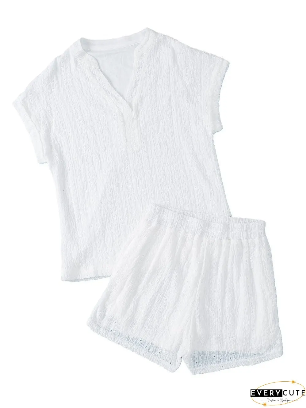White Eyelet Jumpsuit with Pockets