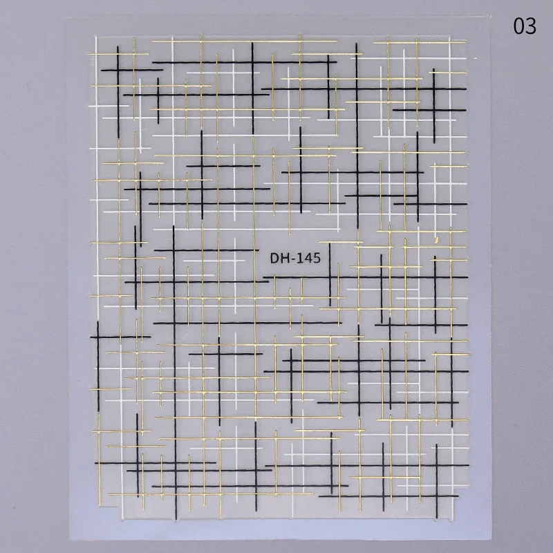 Gold 3D Nail Sticker Curve Stripe Lines Nails Stickers Gradient Adhesive Striping Tape Nail Foil Nail Art Stickers Decals Silver-Nail Inspo