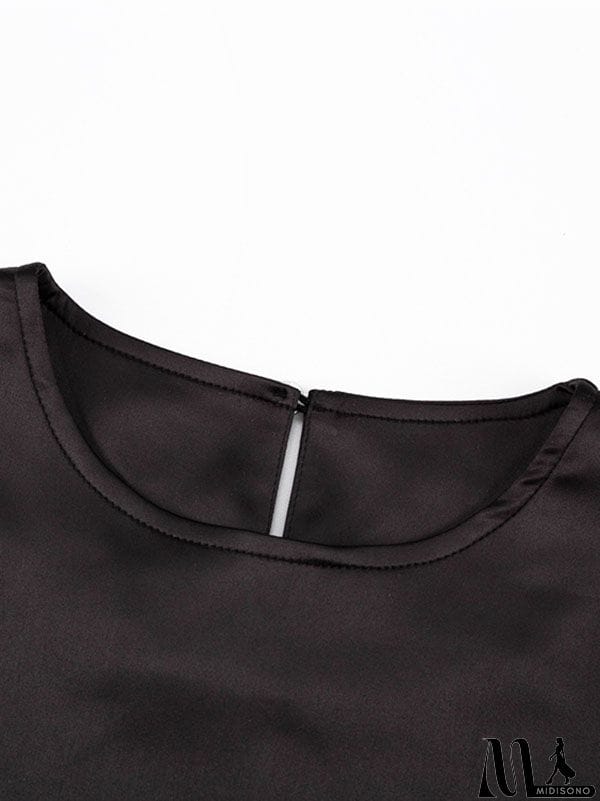 MidiSono - Casual Loose Long Sleeves Solid Color Round-Neck Maxi Dresses