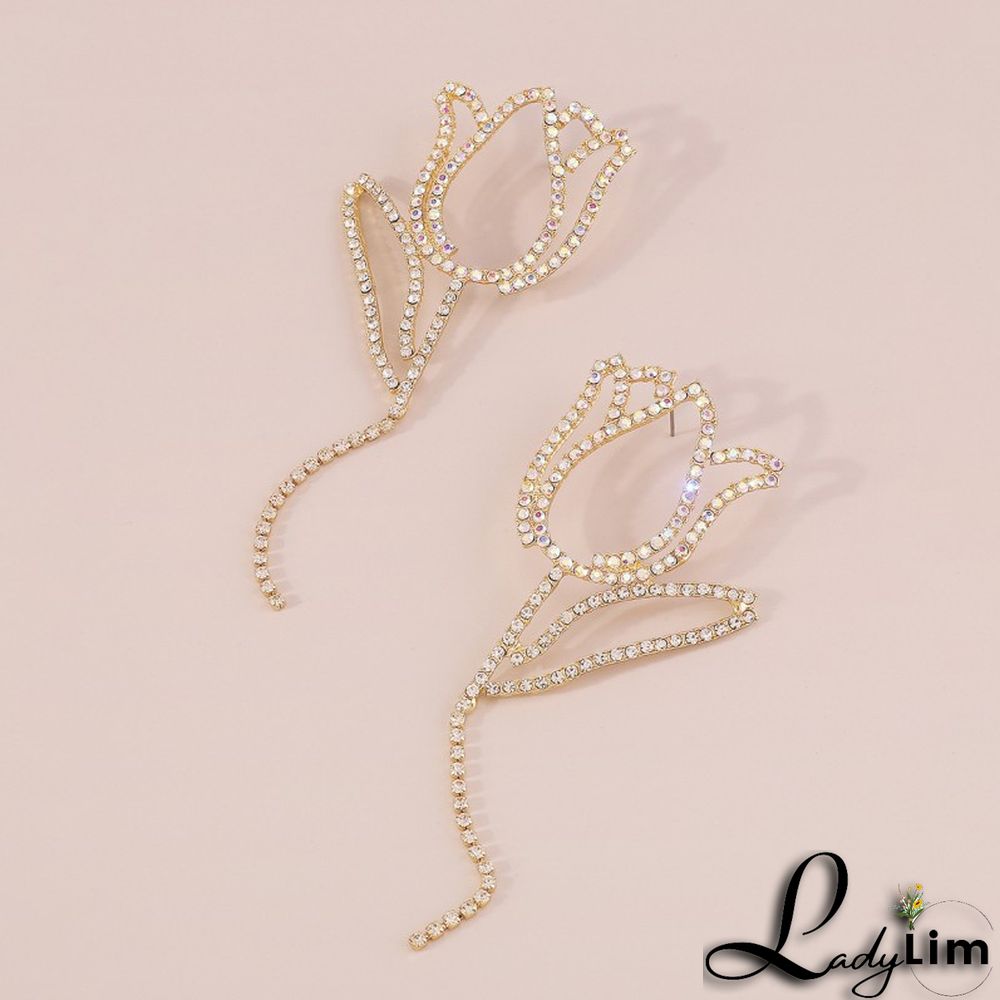 Pink Casual Patchwork Rhinestone Earrings