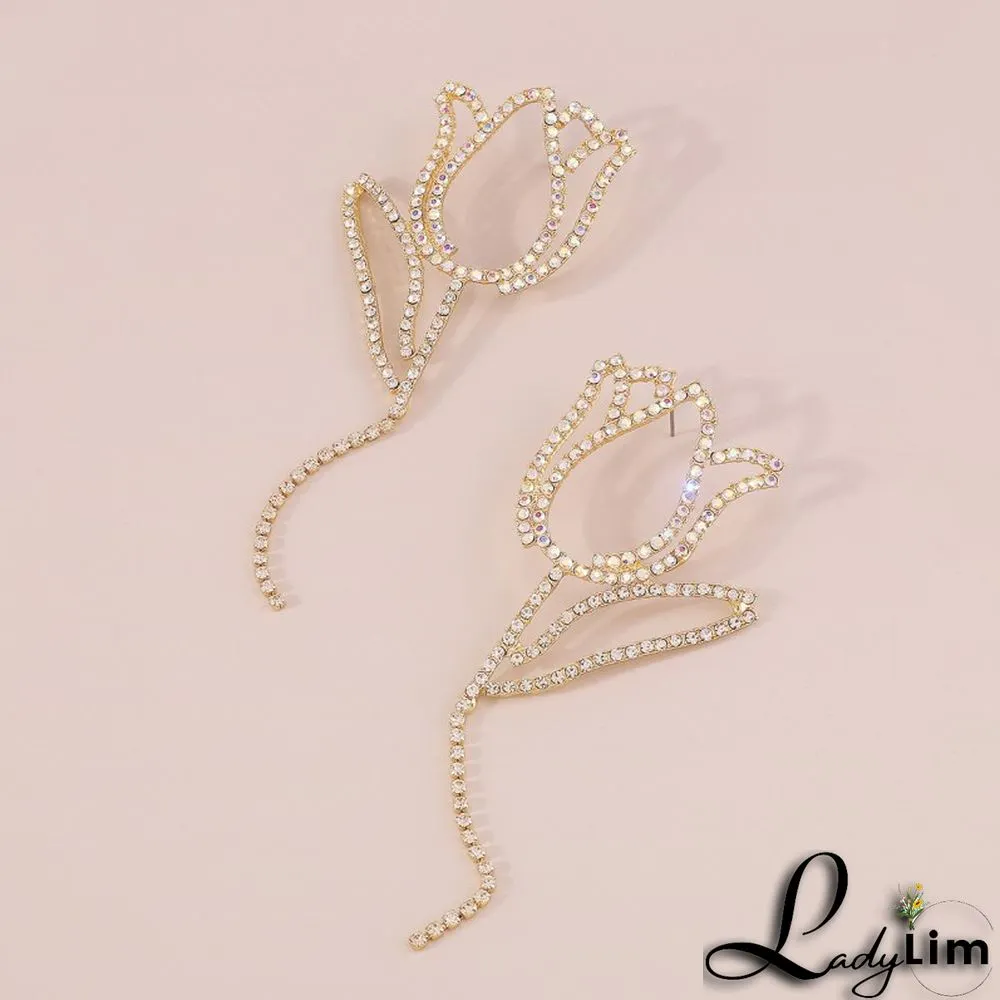 Pink Casual Patchwork Rhinestone Earrings