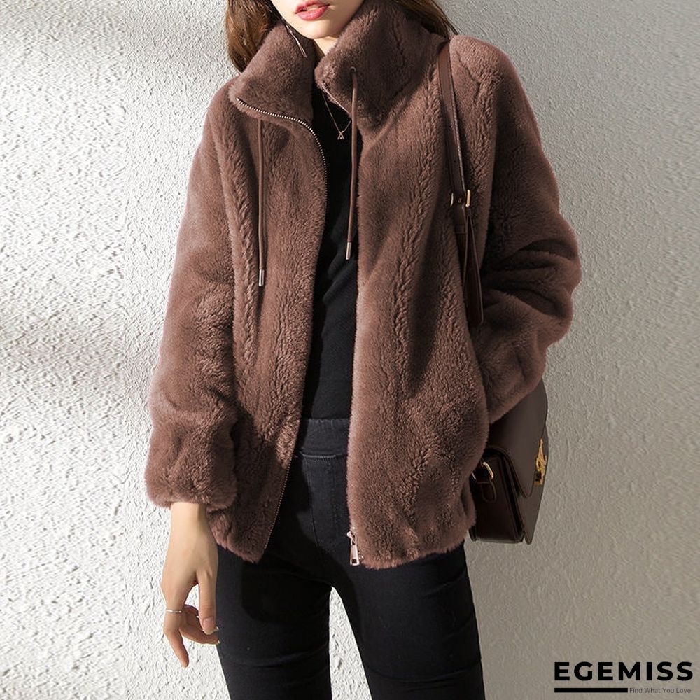 Autumn and Winter Stand Collar Cardigan Women's Coat | EGEMISS