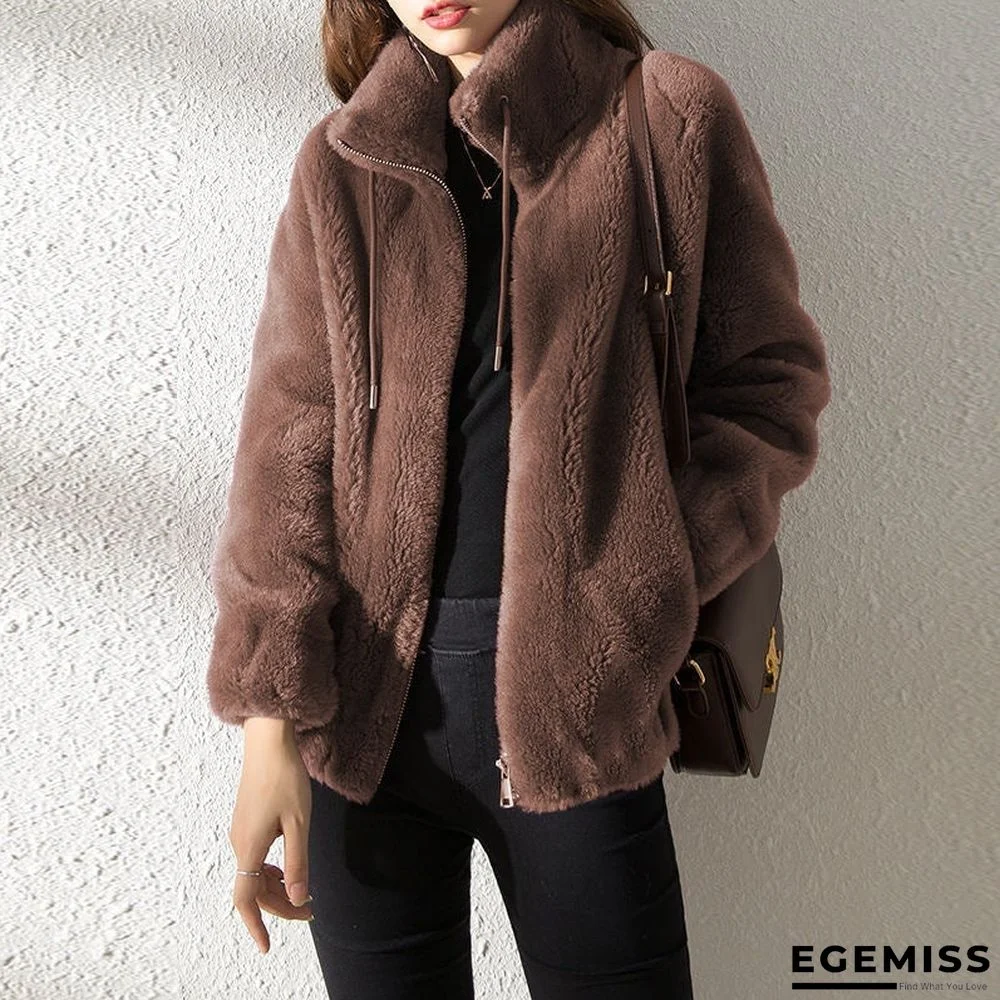 Autumn and Winter Stand Collar Cardigan Women's Coat | EGEMISS
