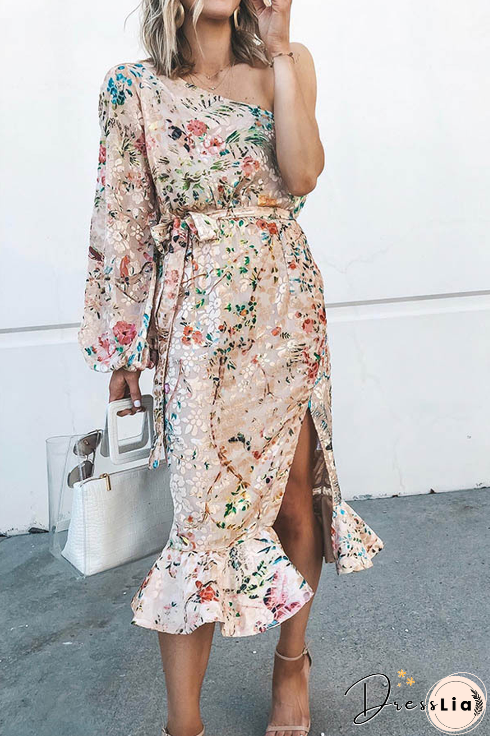 Set Yourself Free Floral Print One Shoulder Dress