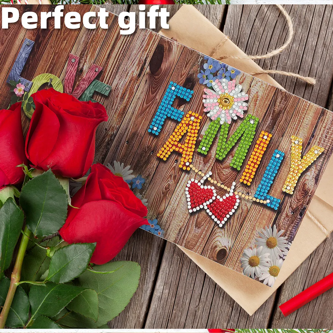 8PCS Fathers Day Mothers Day DIY Diamond Painting Greeting Card Kits with Envelopes Diamond Art Greeting Cards Diamond Art Cards Kits for Adults DIY Crafts Family Friend Gifts