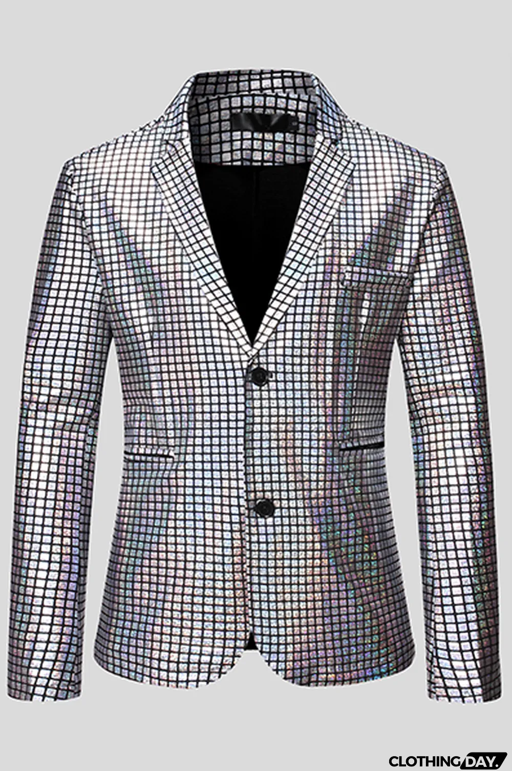 Gold Fashion Street Plaid Bronzing Split Joint Buckle Turn-back Collar Outerwear