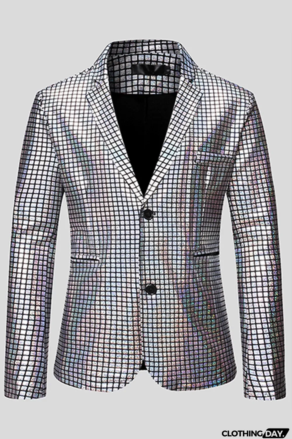 Gold Fashion Street Plaid Bronzing Split Joint Buckle Turn-back Collar Outerwear